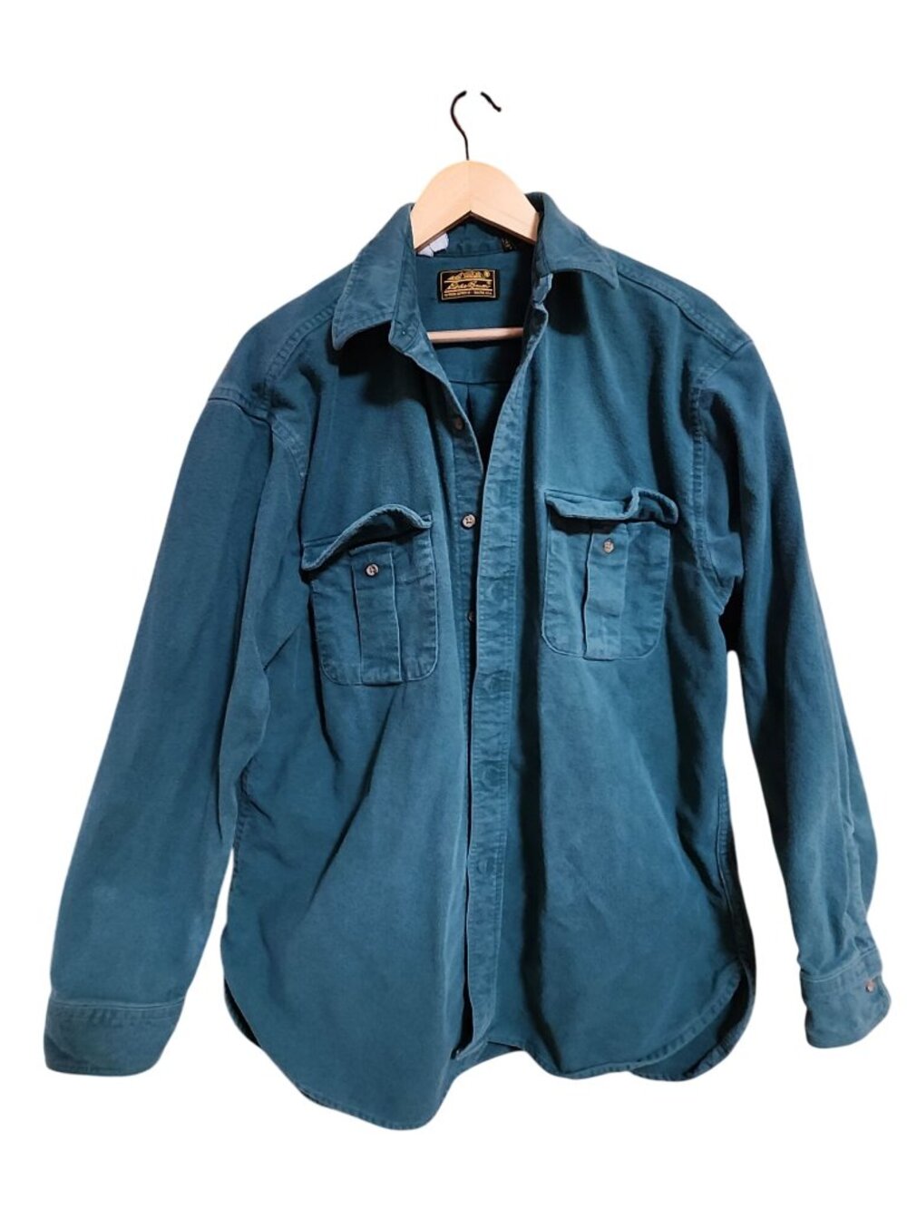 Eddie Bauer Vintage Mens Large Chamois Teal Button-Up Shirt